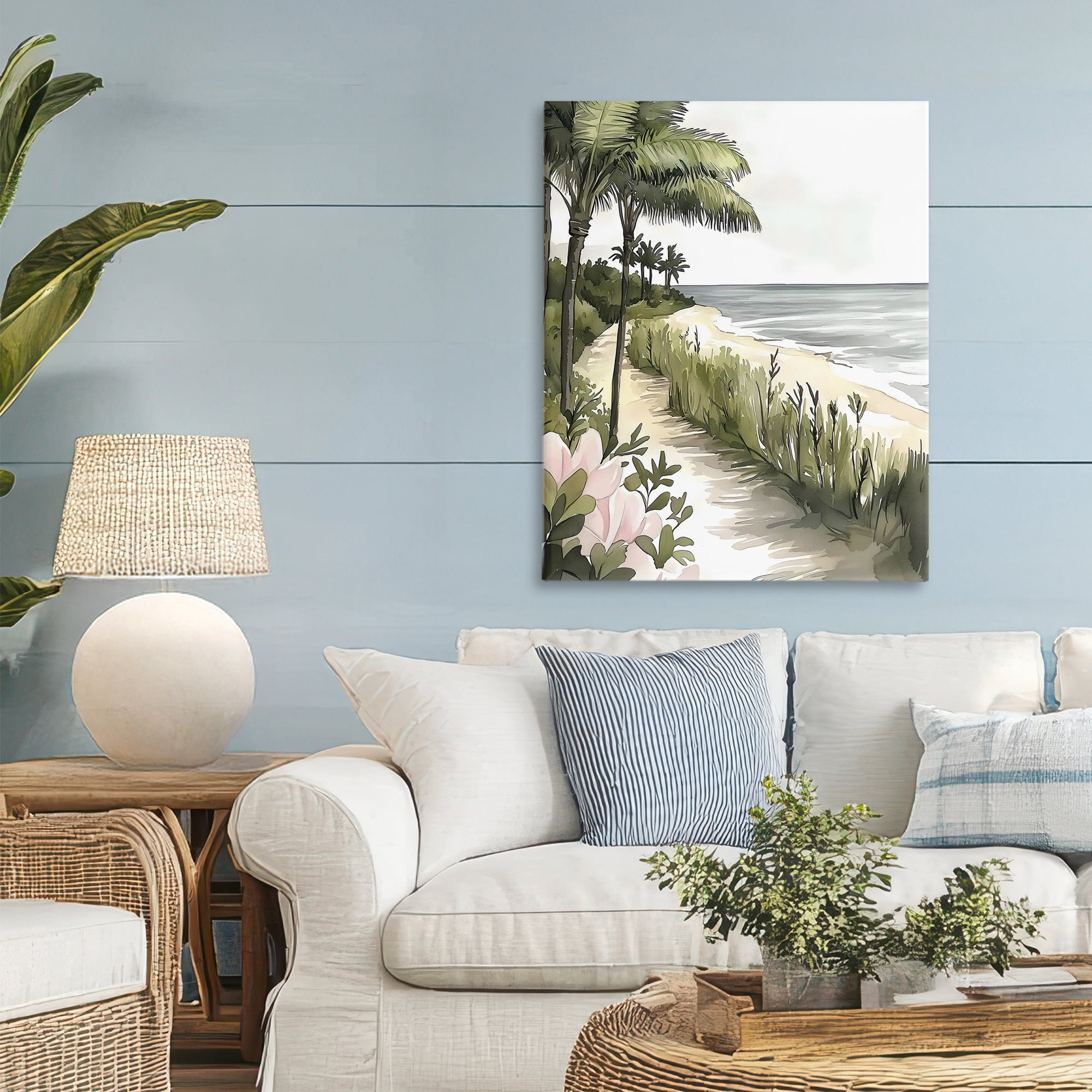 Stupell Industries Coastal Calm Palm Tree Pathway Canvas Wall Art, design by Riley B