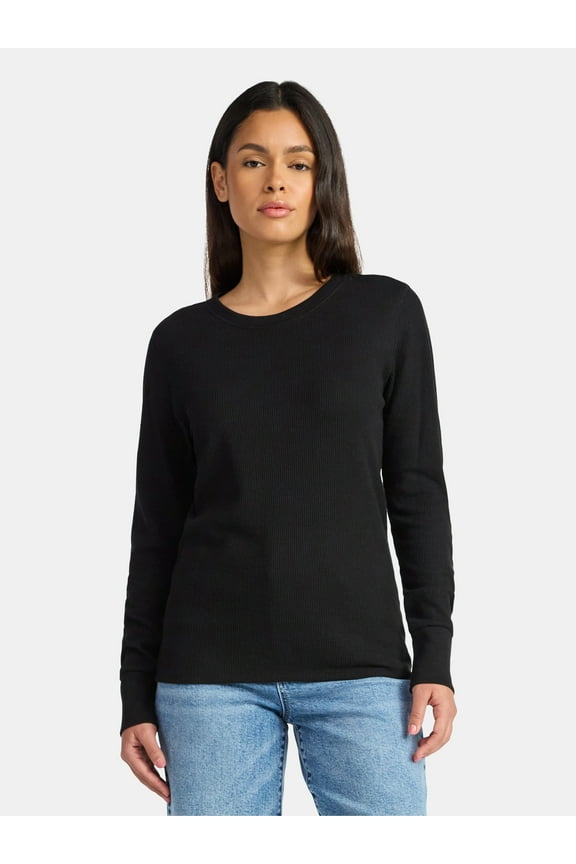 Women's Thermal Tee with Long Sleeves, Size XS-XXXL