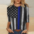 thumbnail image 2 of Camiseta estampada a la moda para mujer, blusa de manga 3/4 de longitud media, cuello redondo, camisetas informales Pompotops  FGAJ2479, 2 of 5