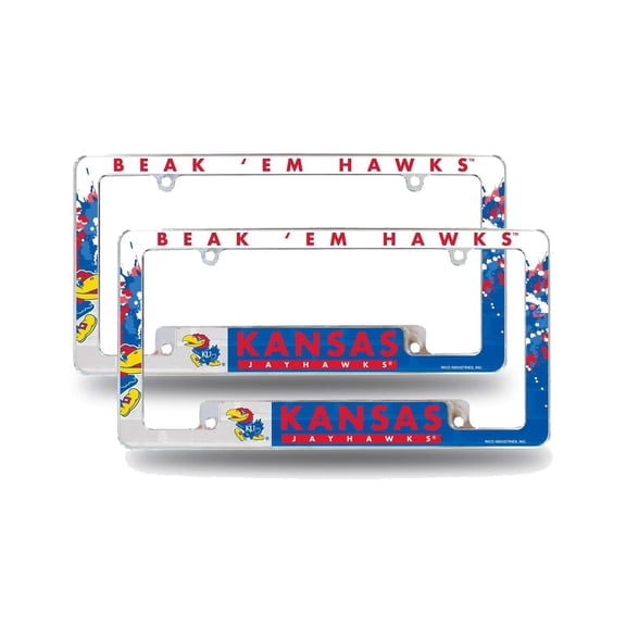 Kansas KU University (Set of 2) Chrome Metal License Plate Frames