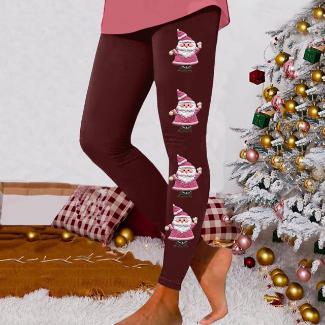MKLEKYY Leggings de compresión para mujer Leggings para mujer Leggings de entrenamiento Pantalones con estampado navideño de bloques de color Leggings suaves y elásticos 3636
