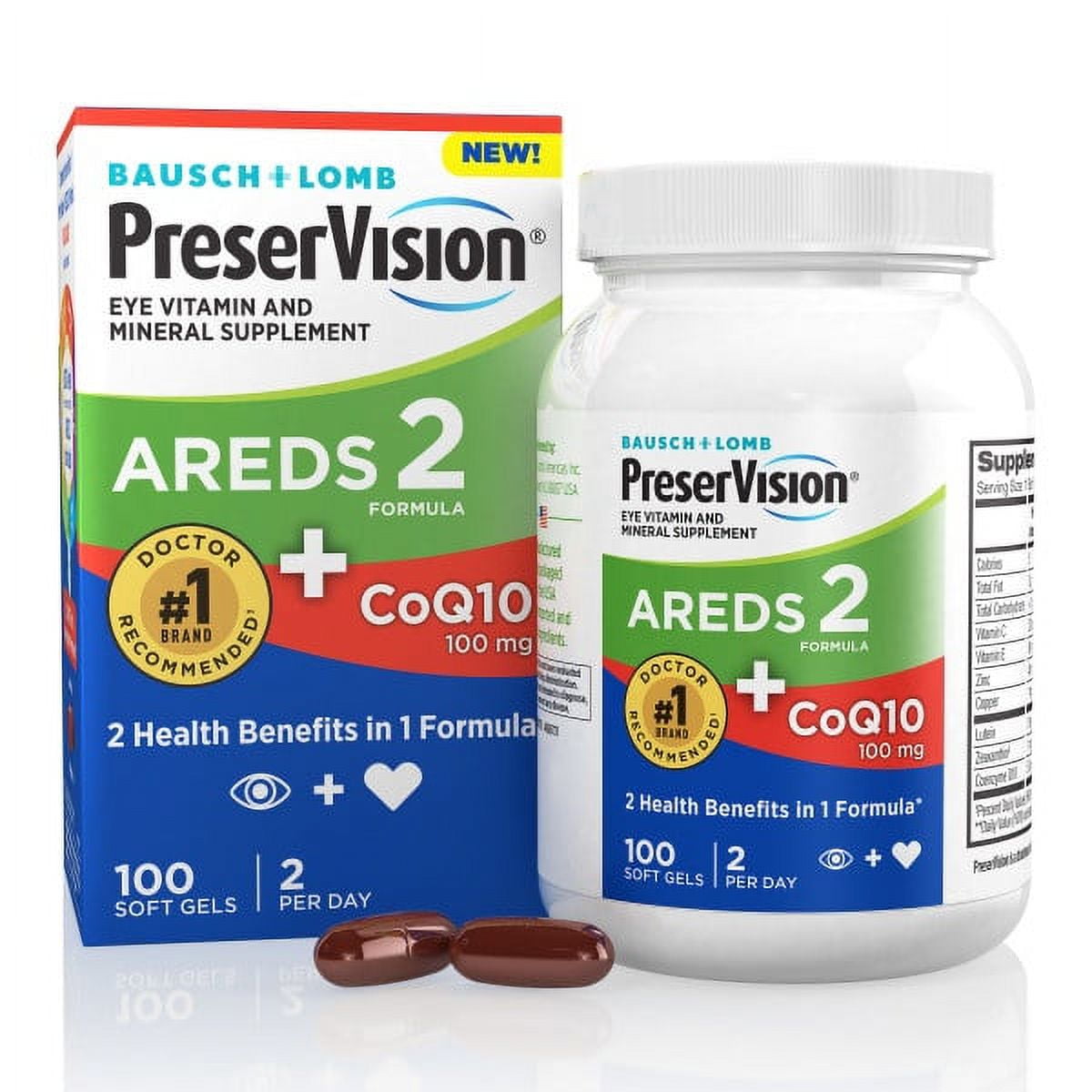 6 Pack - PreserVision AREDS 2 Eye Vitamins with CoQ10 for Heart Health, Lutein, Zeaxanthin, Vitamin C & E, Zinc, Copper, 100 Softgels