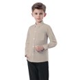 thumbnail image 6 of HOMADLES Boys Shirts Long Sleeve Lapel Stripe Button Down Shirts for Boy Campus style, Uniform Shirt Khaki 2 T, 6 of 6