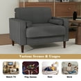 thumbnail image 5 of UIXE Corduroy Accent Chair Set of 2 Modern Upholstered Arm Chairs Comfy Reading Armchair with Pillow Armrest Tufted Living Room Single Sofa Lounge Seat, Gray, 5 of 6