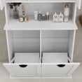 thumbnail image 3 of 59" Tall Trash Can Cabinet, Tilt Out Laundry Hamper Cabinet with 2 Doors, Countertop, Adjustable Shelves, Wood Pantry Cabinet for Kitchen, Bathroom, 3 of 9