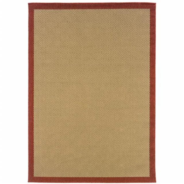 3 x 5 ft. Beige & Red Plain Indoor & Outdoor Area Rug