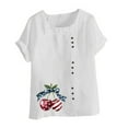 thumbnail image 3 of Generic Womens 4th of July Linen Shirts American Flag Print Tops Summer Short Sleeve Patriotic Button Loose Tshirt, 3 of 3