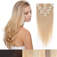 thumbnail image 1 of MY-LADY 8PCS/set 100% Remy Human Hair Clip in Hair Extensions Long Soft for Women Straight Natural Human Real Hairpiece 16inch #27 Dark Blonde, 1 of 8