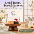 Standing Party Table Mini Glcloche Dessert Stand 4.1-inch Wood Footed Cake With Clear Dome ...