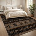 thumbnail image 3 of ODIKA 8'x10' Washable Area Rug Non-Shedding, Easy Care, Boho Ink Blot Motif With Modern Interlocking Accents Abstract Flowing Dynamic for King Size Bedroom Under Bed, Master Suite, 3 of 7
