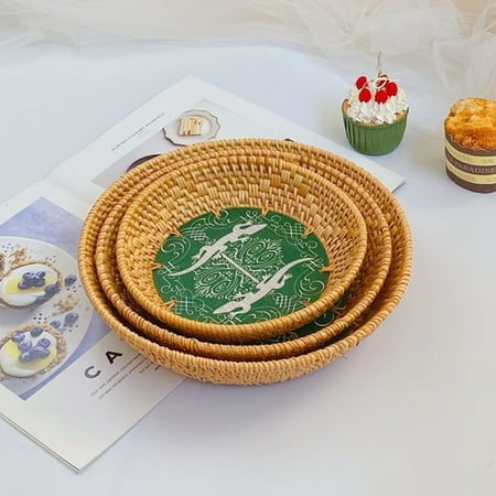 

Bestjia Stackable Fruit Tray Anti-deformed Rattan Parties Table Snack Serving Tray for Home
