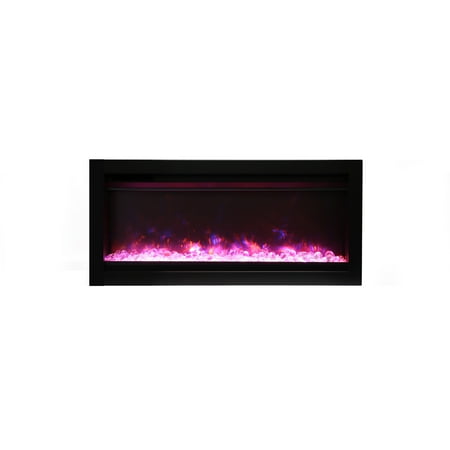 

Amantii Symmetry Electric Fireplace with Logs & Dark Grey Fully Recessed Surround 34-Inch