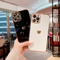 thumbnail image 3 of For iPhone Case,Cute Glitter Plating Loving Heart Pattern Side Print Design for Girls Women,Luxurly Screen Camera Protection Shockproof Soft Bumper Silicone Cover, 3 of 5