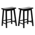 thumbnail image 2 of PJ Wood Classic Saddle-Seat 24" Kitchen Counter Stools, Black (Set of 10), 2 of 11