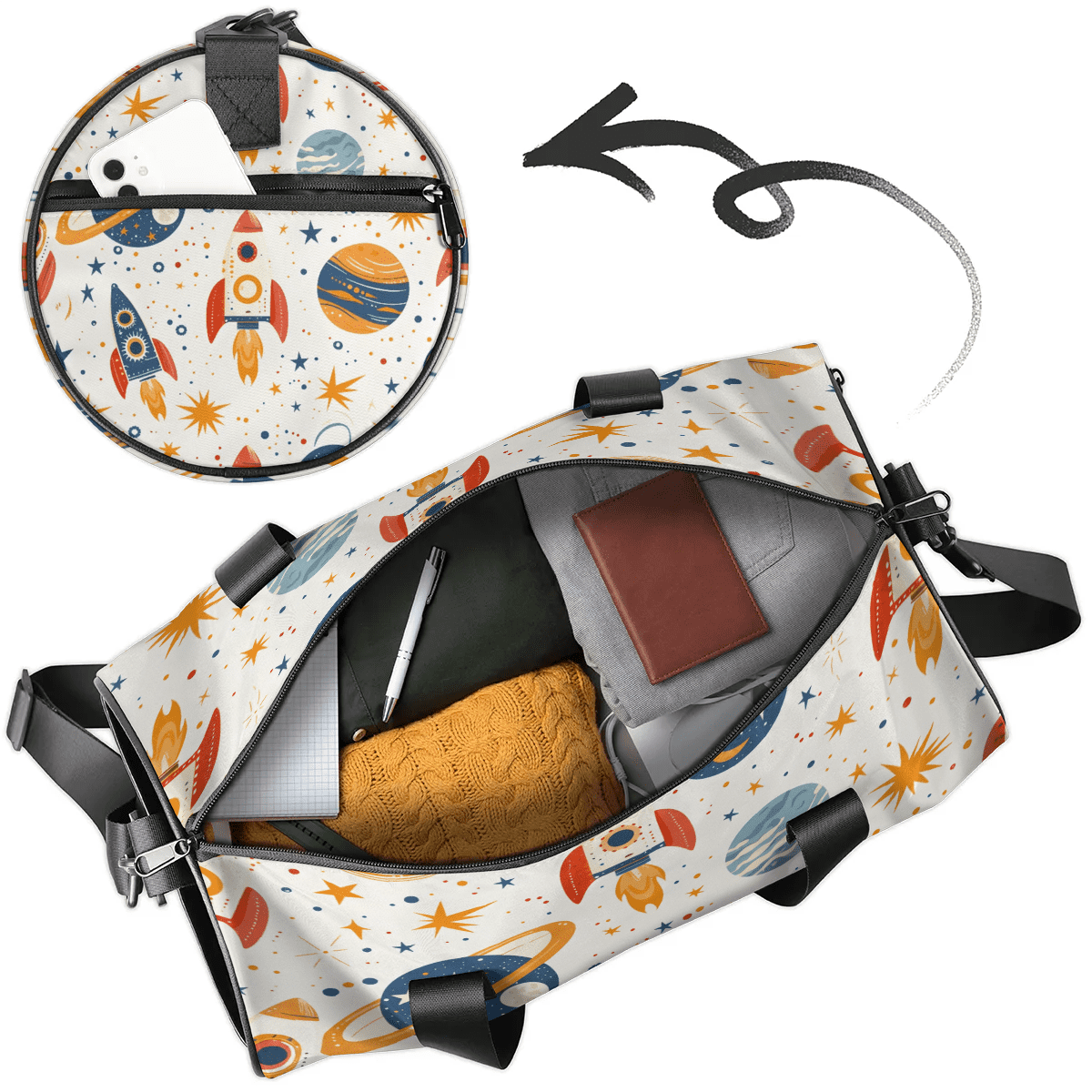 Qzjjjmy Foldable Sport Duffle Bag for Kids Teens Cartoon Sport Gym Bag Lightweight Boys Overnight Bag