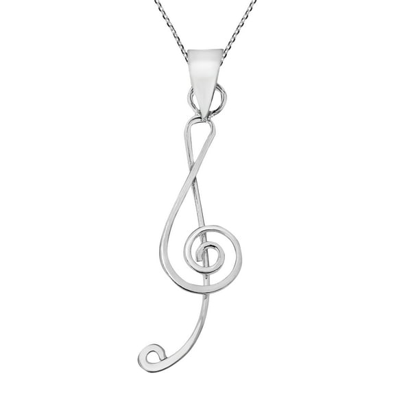 Sweet Music Treble Clef Musical Note 925 Silver Pendant Necklace