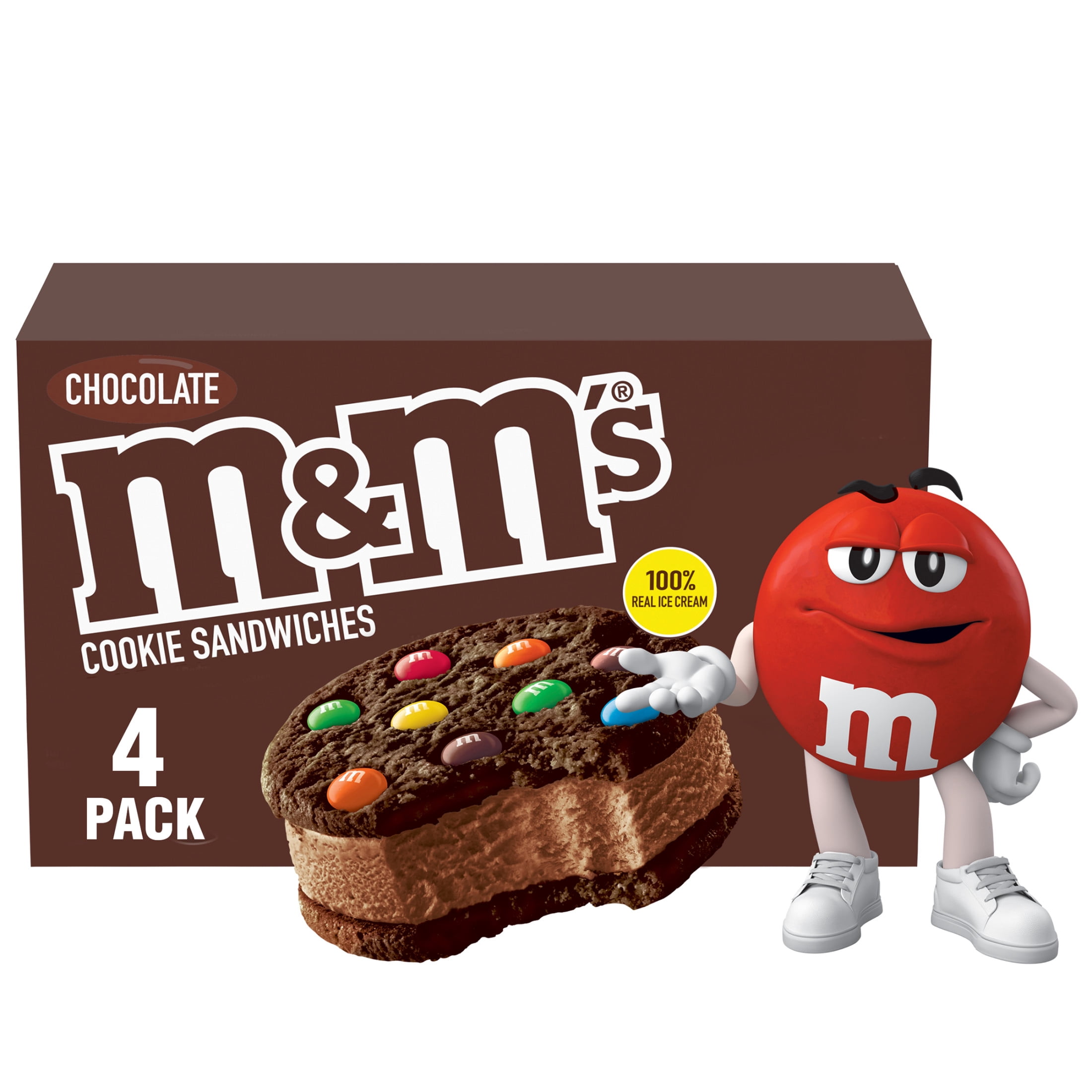 M&M's Chocolate Ice Cream Cookie Sandwiches, 16 fl oz, 4 Pack