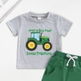 thumbnail image 3 of Baby Toddler Boy Clothes Summer Outfits 6 12 18 24 Months 2T 3T 4T Short Sleeve Tractor Print T-Shirt + Shorts Set, 3 of 5