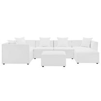 Modway Saybrook Outdoor Patio Upholstered 7-Piece Sectional Sofa in White
