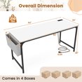 thumbnail image 2 of Costway Set of 4 Meeting Room Desk with Charging Station & Headphone Hook Metal Frame White, 2 of 7