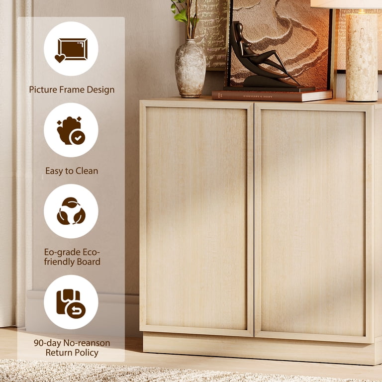 Modern Wood Sideboard Buffet with Doors & Adjustable Shelves, 72