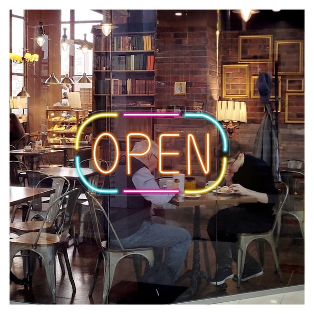 Letrero De Neón OPEN, Ideal Para Salones, Cafeterías Y Escaparates, Con Luz Regulable De 23cmx40cm