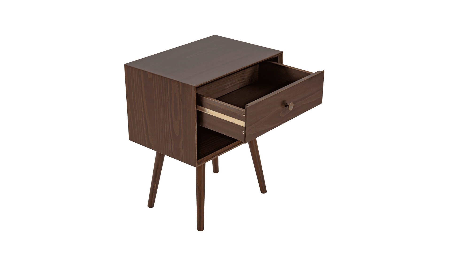 Mcm 1 Drawer Solid Wood Nightstand Walnut