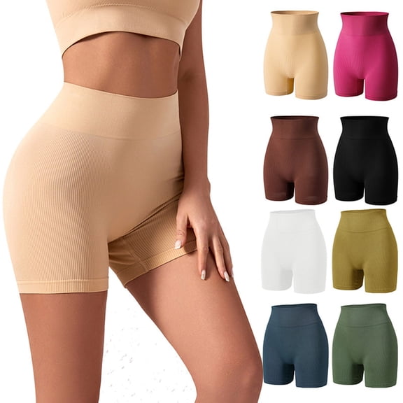 BiZtdJrK Blue Seamless Shorts for Women Tummy Control High Waisted Shapewear Underwear Solid Color Comfy Stretch Shaping Boyshorts XL
