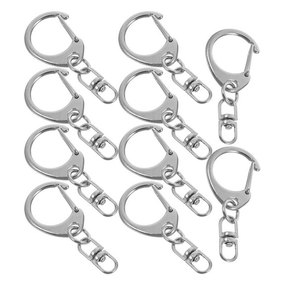 HIAKDOFT D-shaped Keychain Clasp 10Pcs in Zinc Alloy for Diy Crafts and Keychains Silver