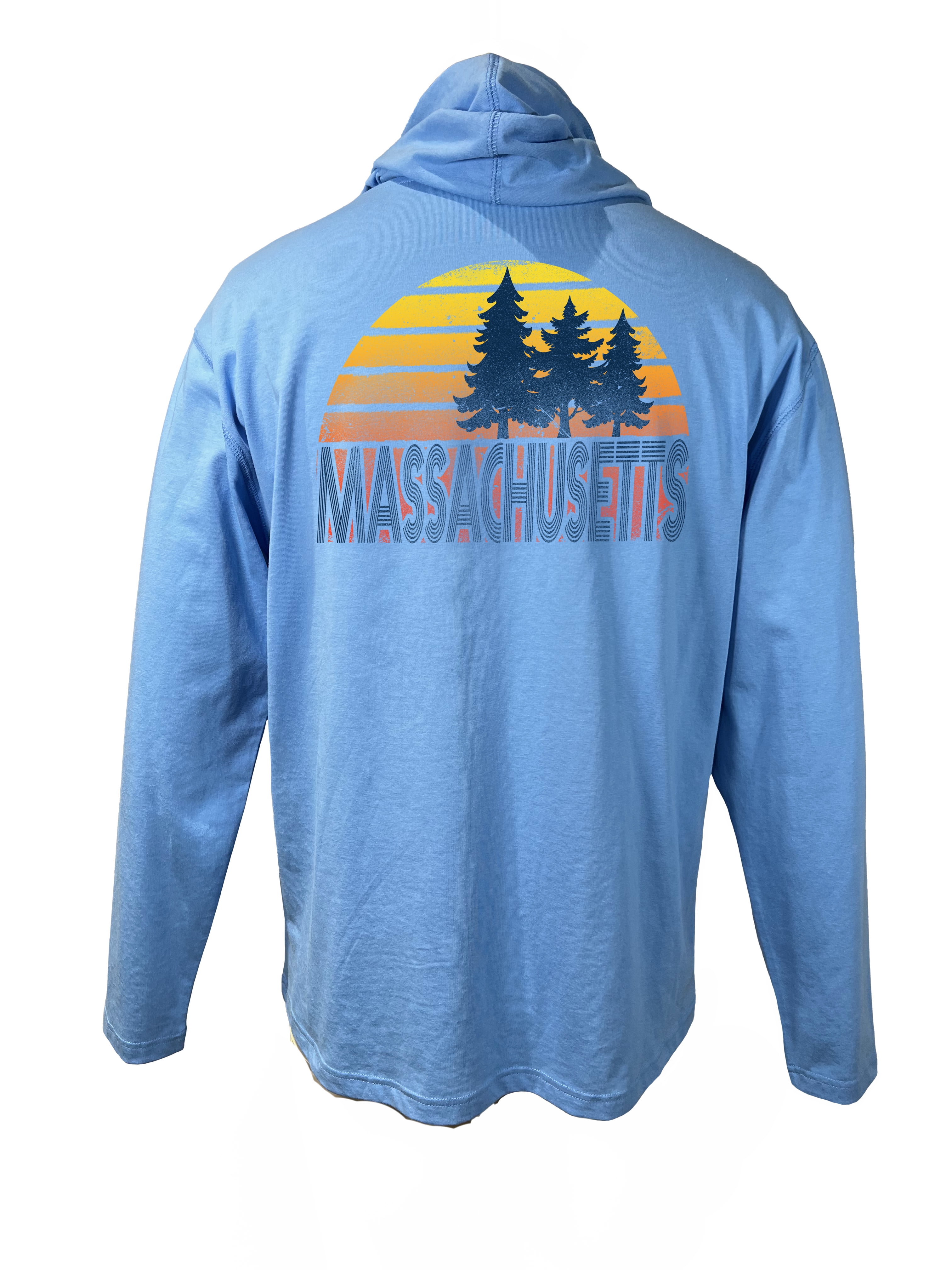 Topiary Sunset MASSACHUSETTS Long Sleeve Hood T-Shirt