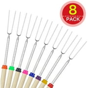 Marshmallow Roasting Sticks 8 Pieces 32 inch Telescoping Extendable Camping Campfire Fire Pit Accessories Smores Skewers & Hot Dog Fork