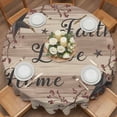 thumbnail image 2 of Retro Country Stars Round Tablecloth 54 inches Faith Love Home Berries Farmhouse Brown Striped Waterproof Oil-Proof Table Cloth Round Table Cover for Holiday Party Picnic Dinner Decor Indoor Outdoor, 2 of 9