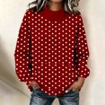 thumbnail image 4 of Kizanda Women Pullover Mock Neck Sweatshirt Dots Printed Loose Fit Long Sleeve Outerwear Sweatshirt with Kangaroo Pocket Baggy Workout Fall Winter Soft Stylish Top for Women S, 4 of 7