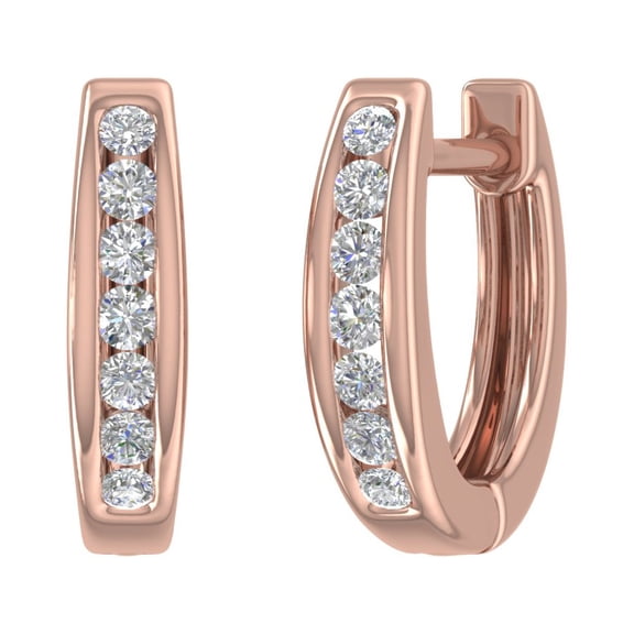 1/4 Carat Channel Set Diamond Hoop Earrings in 14K Rose Gold (SI1-SI2 Clarity)
