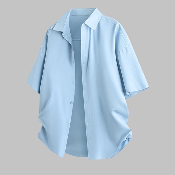pstuiky camisetas de hombre, Blusas deportivas casuales de manga corta con cuello redondo y color sólido para hombre camisetas de hombre xl