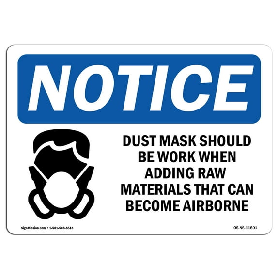 OSHA Notice Signs - Dust Mask Should Be Worn When Sign With Symbol | Decal | Protect Your Business, Work Site |  Made in the USA