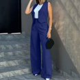thumbnail image 4 of BLOCLOALO 2 Piece Lounge Set Sleeveless Tops Women's Fashionable Vest Wide Leg Pants Set Comfortable for Daily Wear Cropped Tank Tops Trendy Business Sets Womens Lounge Outfit Blue Xxl, 4 of 7