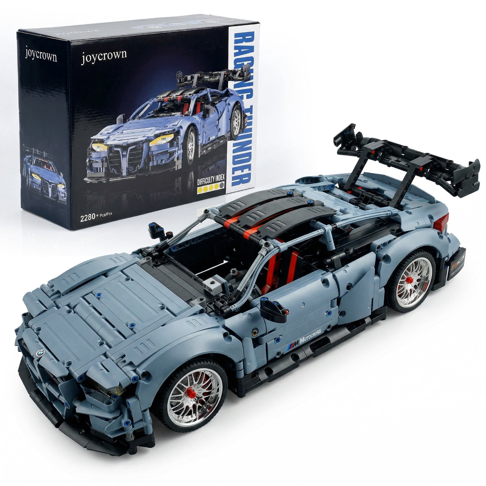Joycrown Remote Control Car Building Kit, 1/10 Scale M4 Supercar with Radio Controlled Lights Motors Rechargeable Battery, Compatible with Technic Cars for Adults, STEM Gift for Boys Age 6+(2280 Pcs)