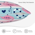 thumbnail image 5 of Bingfone Pink Striped Flamingo Linen Throw Pillow Covers Cushion Case Pocket Button Vintage Farmhouse Pillowcase for Sofa Couch Bed 16"x16", 5 of 9