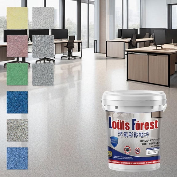 High Gloss Marble Effect Epoxy Floor Paint, Waterproof and Stain Resistant Concrete Coating for Garage, Patio, and Basement, 500ml