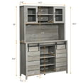 thumbnail image 2 of 70'' Tall Farmhouse Coffee Bar Cabinet – Sliding Barn Doors, Wine Rack, Glass Holder, Hutch Storage – Multi-Functional Buffet Sideboard for Kitchen, Dining Room, or Home Bar – Gray | System default_2, 2 of 7