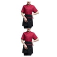 thumbnail image 4 of Wosthever Chef Coat Poliéster Manga Corta Delantal de Cocina con Bolsillos Delanteros Traje Catering Camisas para Hombres para Coffee Bar Blanco Type2 NO2, 4 of 6