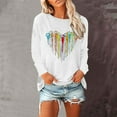thumbnail image 2 of Women's Love Heart Graphic Sweatshirts Spring Elegant Shirts Summer Clothes Vintage Long Sleeve Loose Fit Flowy Tunic Tops Fashion Dressy Casual Tops Round Neck Blouse White T Shirts XXL, 2 of 4