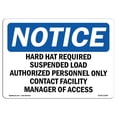 thumbnail image 1 of SignMission OS-NS-A-710-L-13298 7 x 10 in. OSHA Notice Sign - Hard Hats Required Suspended Load Authorized, 1 of 1