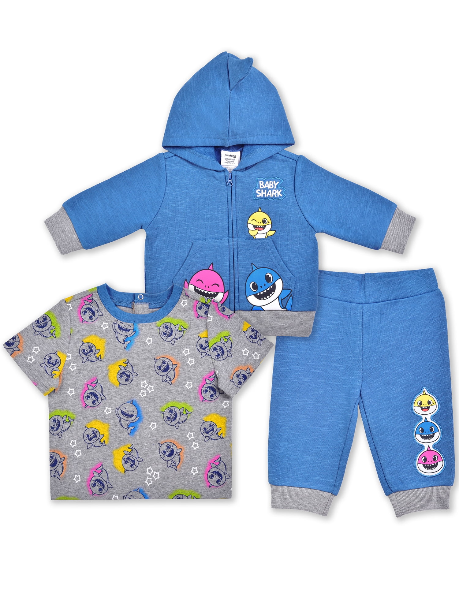 Baby Shark Baby Boys 3 Piece Set, 0/3M-24M