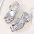 thumbnail image 5 of YMNXA Kids Children Girls Sandals Soft Sole Non Slip Closed Toe High Heel Sequins Bow Design Fashion Comfortable Shoes For Wedding Birthday Party,Silver,10-10.5 Years, 5 of 8