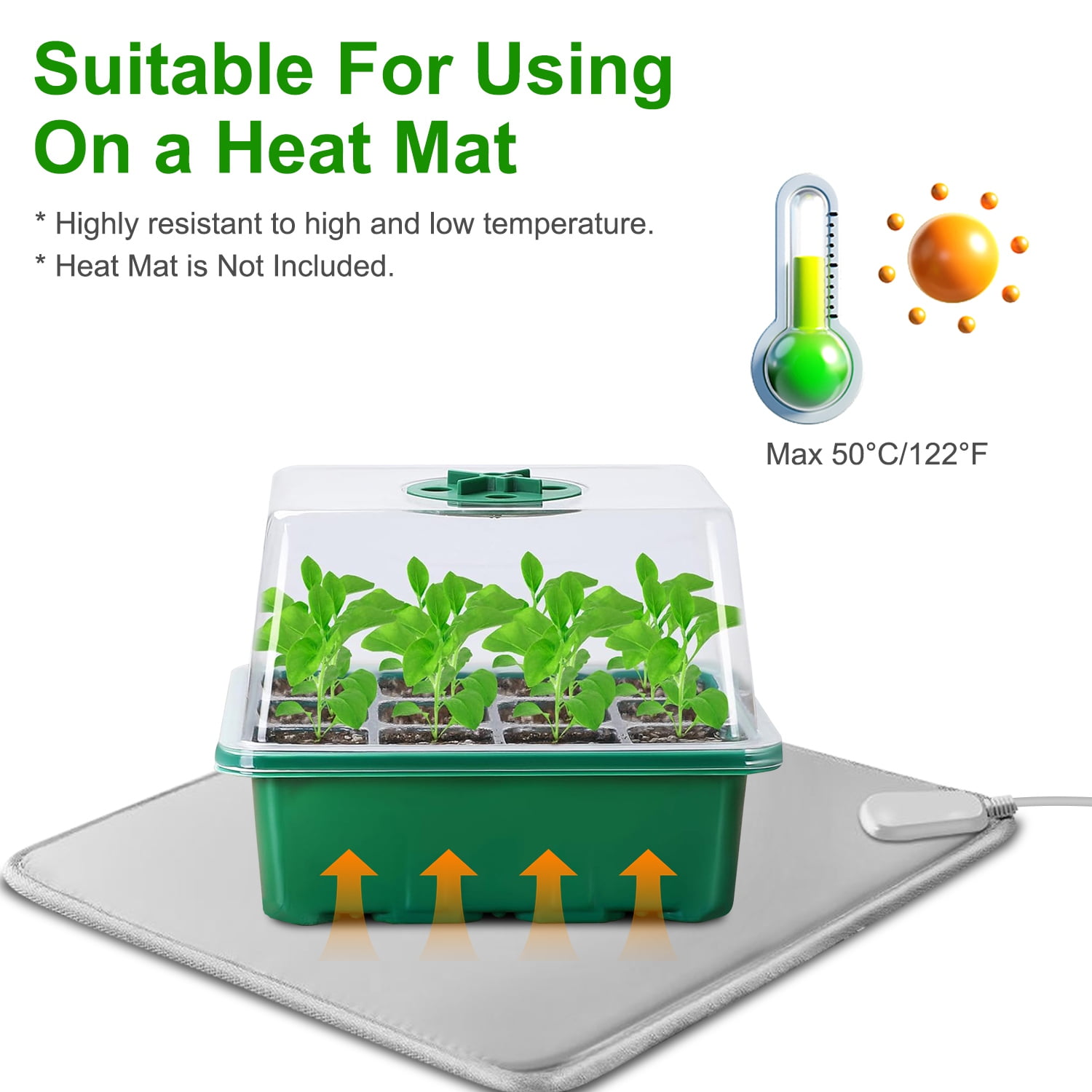 iMounTEK Seed Starter Tray With Grow Light, 5 Pack Humidity Dome Seed Starter Kit with 5-Level Brightness 4 Timers for Indoor Greenhouse