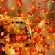 thumbnail image 4 of Guirnalda de otoño con luces de calabaza, decoración de Halloween para el hogar, luces de calabaza 3D con hojas y pilas., 4 of 5