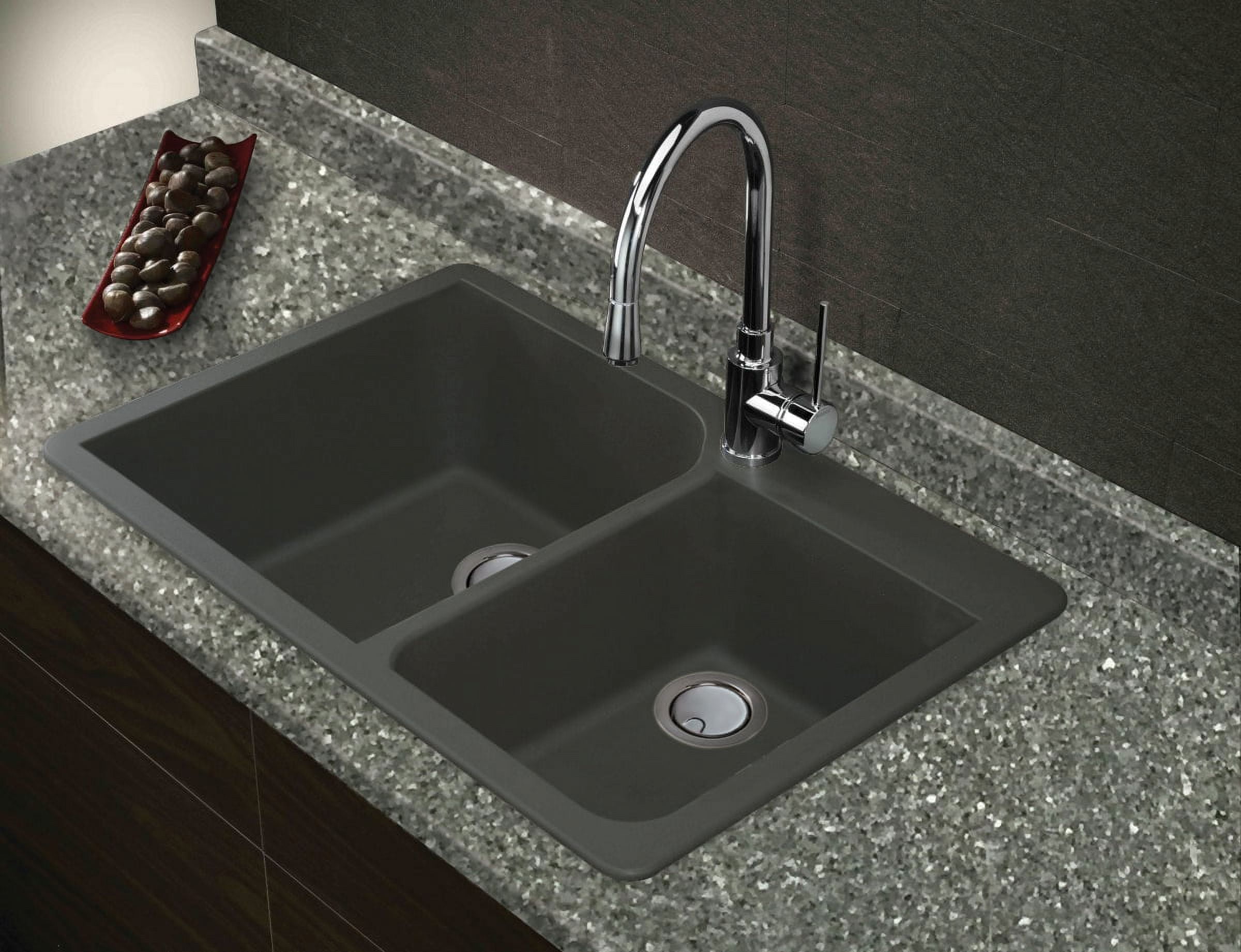 Transolid 33" x 22" Top Mount Dominica Ragusa Granite Kitchen Sink, Available in Various Colors