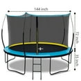 thumbnail image 3 of 12FT Trampoline with Safety Enclosure for Kids Adults, Outdoor Round Recreational Trampoline with Patented Fiberglass Curved Poles Pumpkin, Blue, 3 of 7